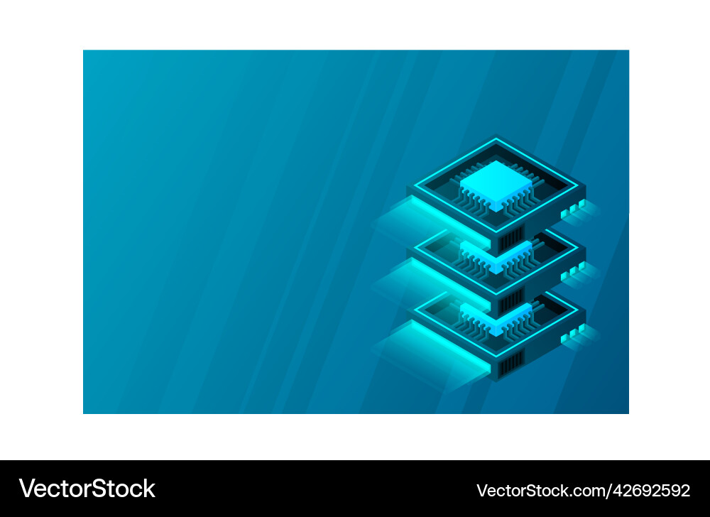 Quantum computer large data processing server Quantum computer large data processing server vector image