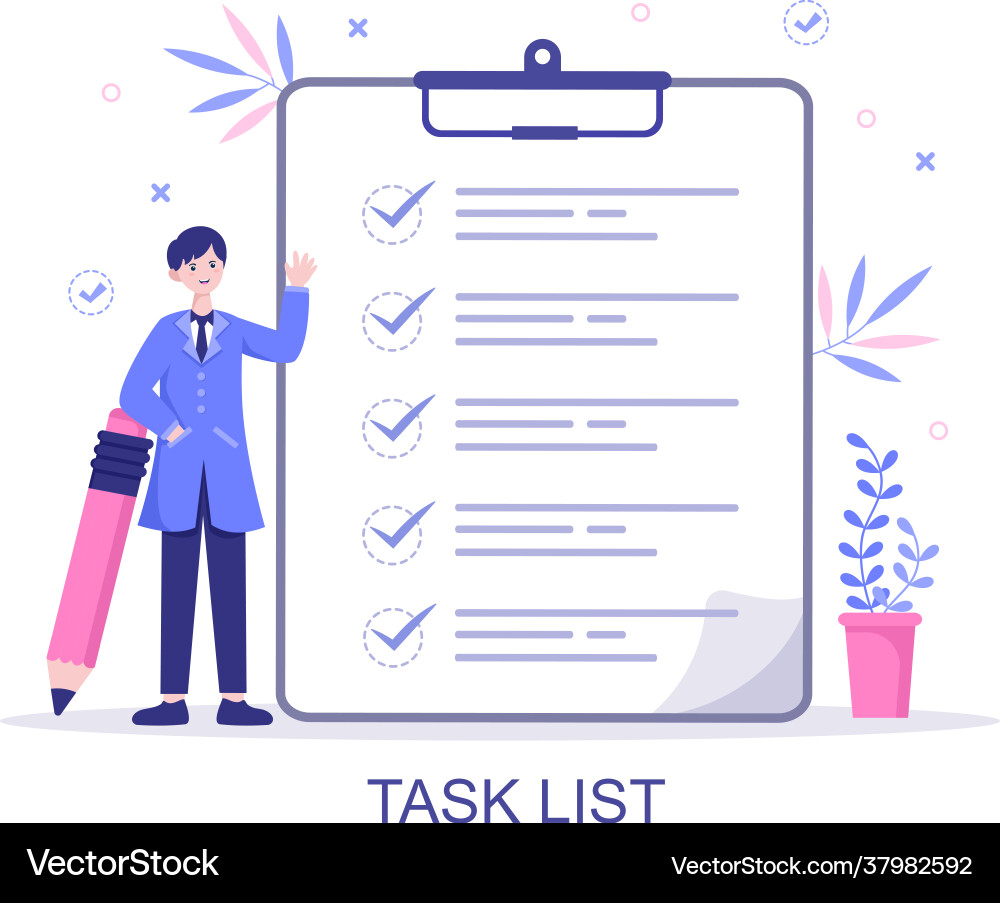 Task list to do time management work Task list to do time management work vector image