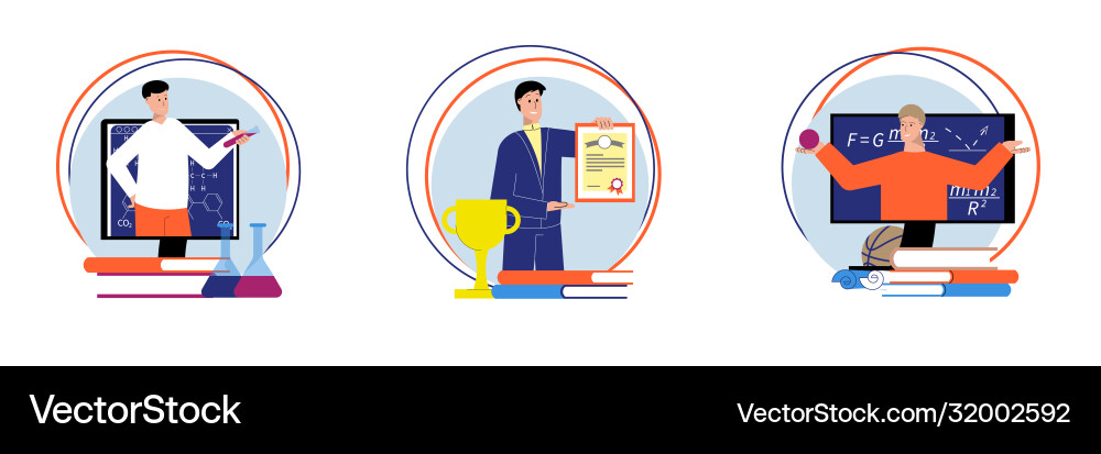 Tutoring round compositions set Tutoring round compositions set vector image