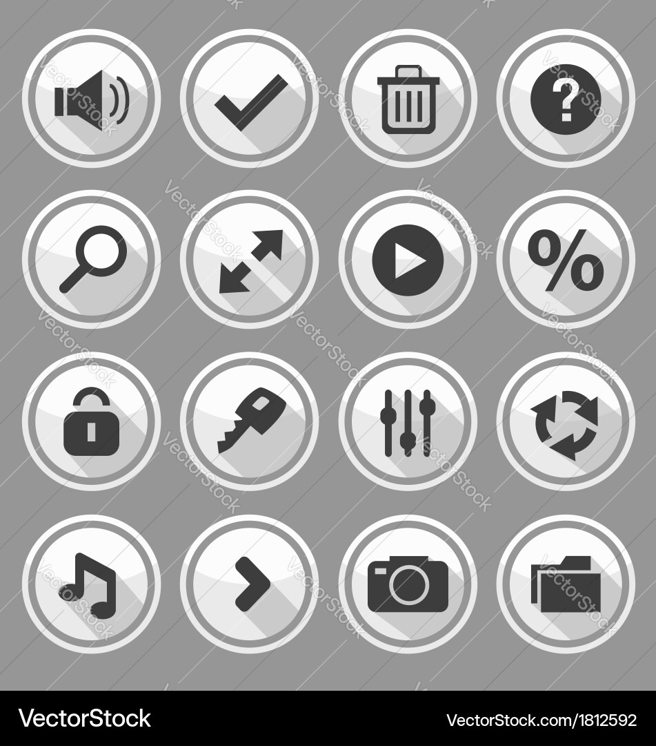 Web design round white buttons set 2 vector image