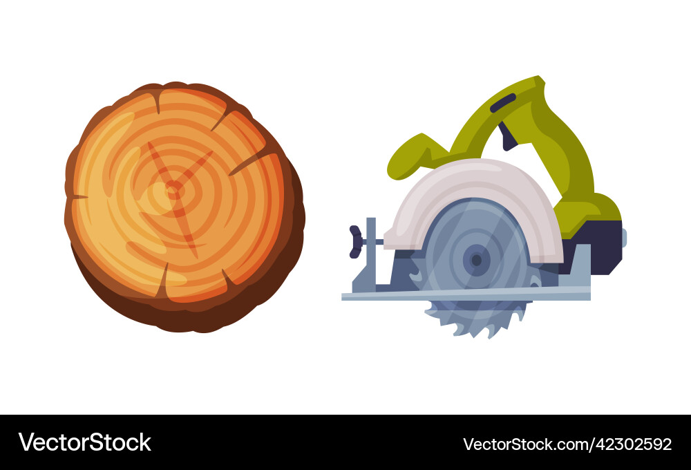 Woodworker and lumberjack objects set stump Woodworker and lumberjack objects set stump vector image