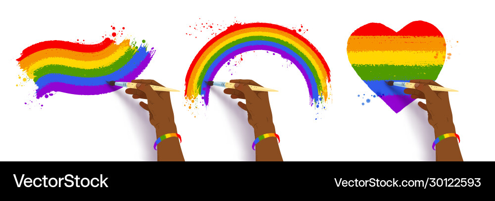 African Hands Drawing LGBTQ Flags Vector Image