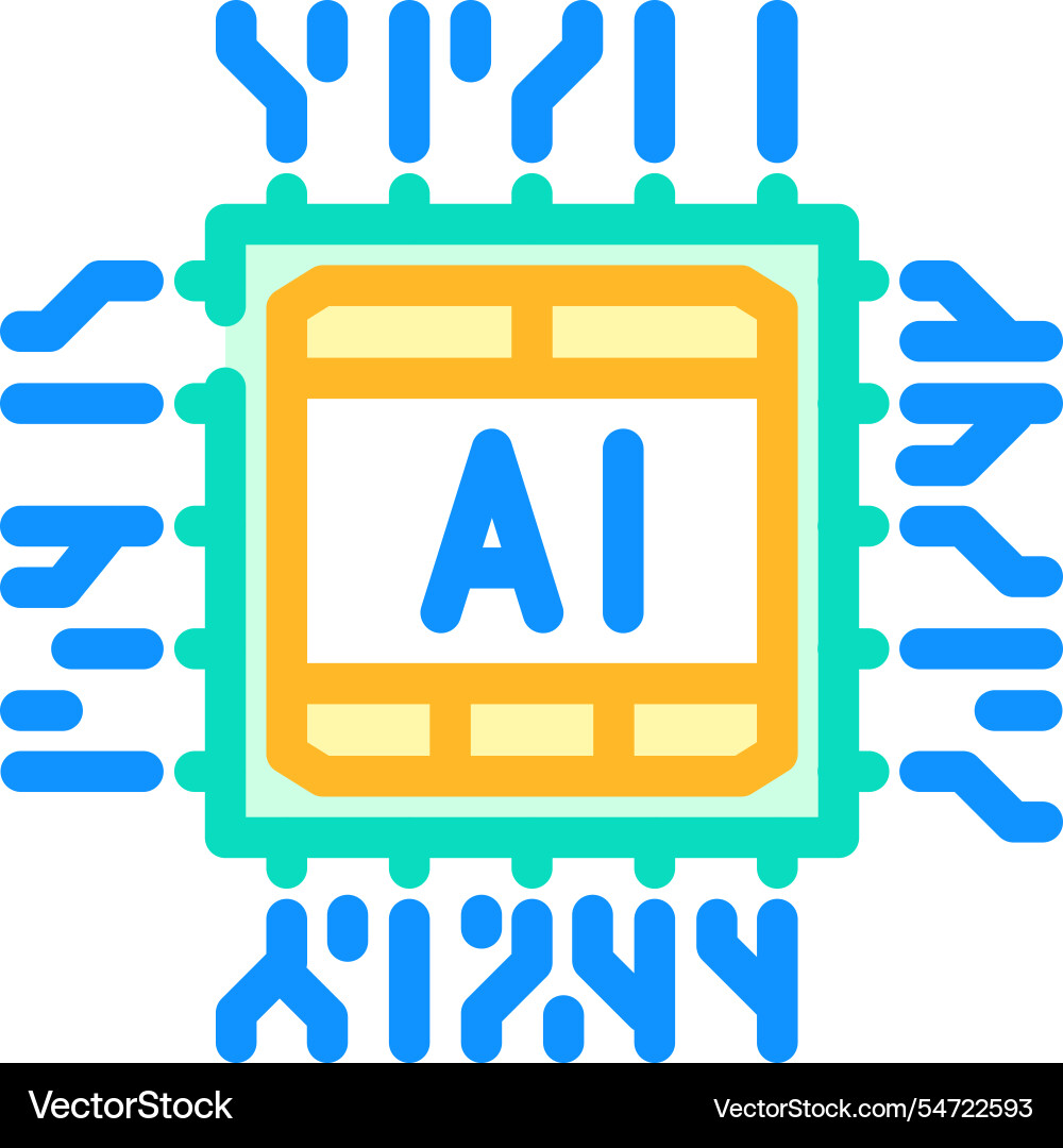 Ai optimization chip data center color icon Ai optimization chip data center color icon vector image