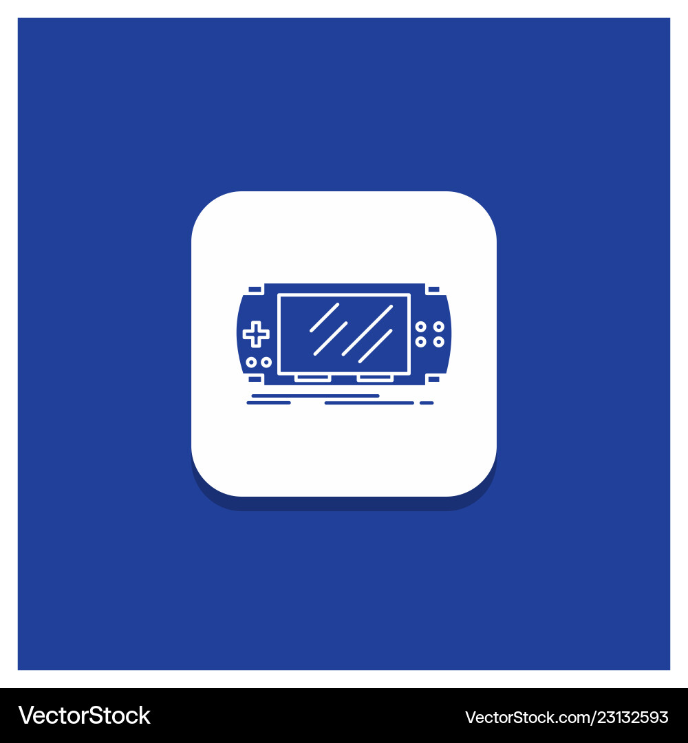 Blue round button for console device game gaming vector image