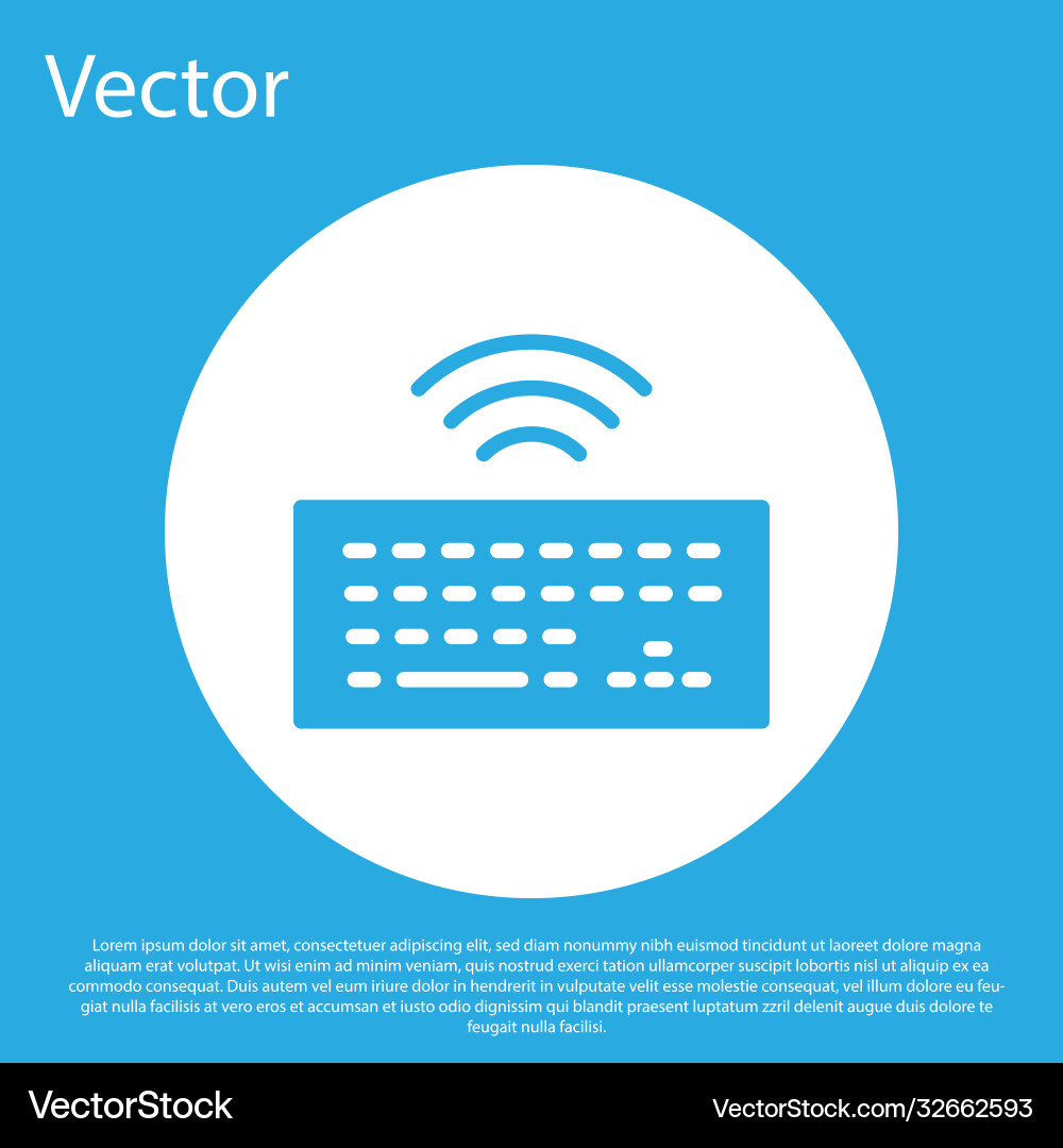 Blue wireless computer keyboard icon isolated Blue wireless computer keyboard icon isolated Vector Image
