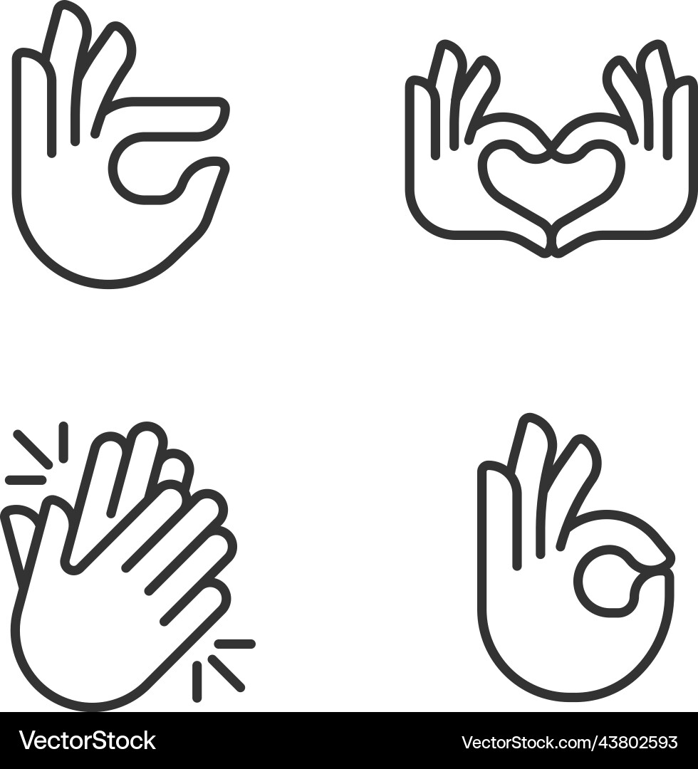 Body language signals pixel perfect linear icons Body language signals pixel perfect linear icons vector image
