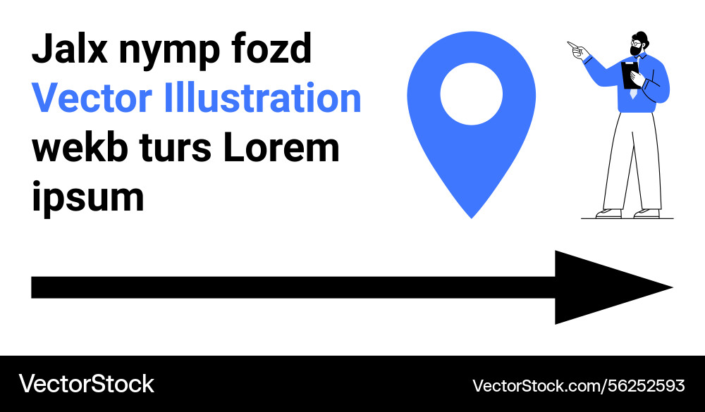 Businessman pointing to location marker with arrow Businessman pointing to location marker with arrow vector image