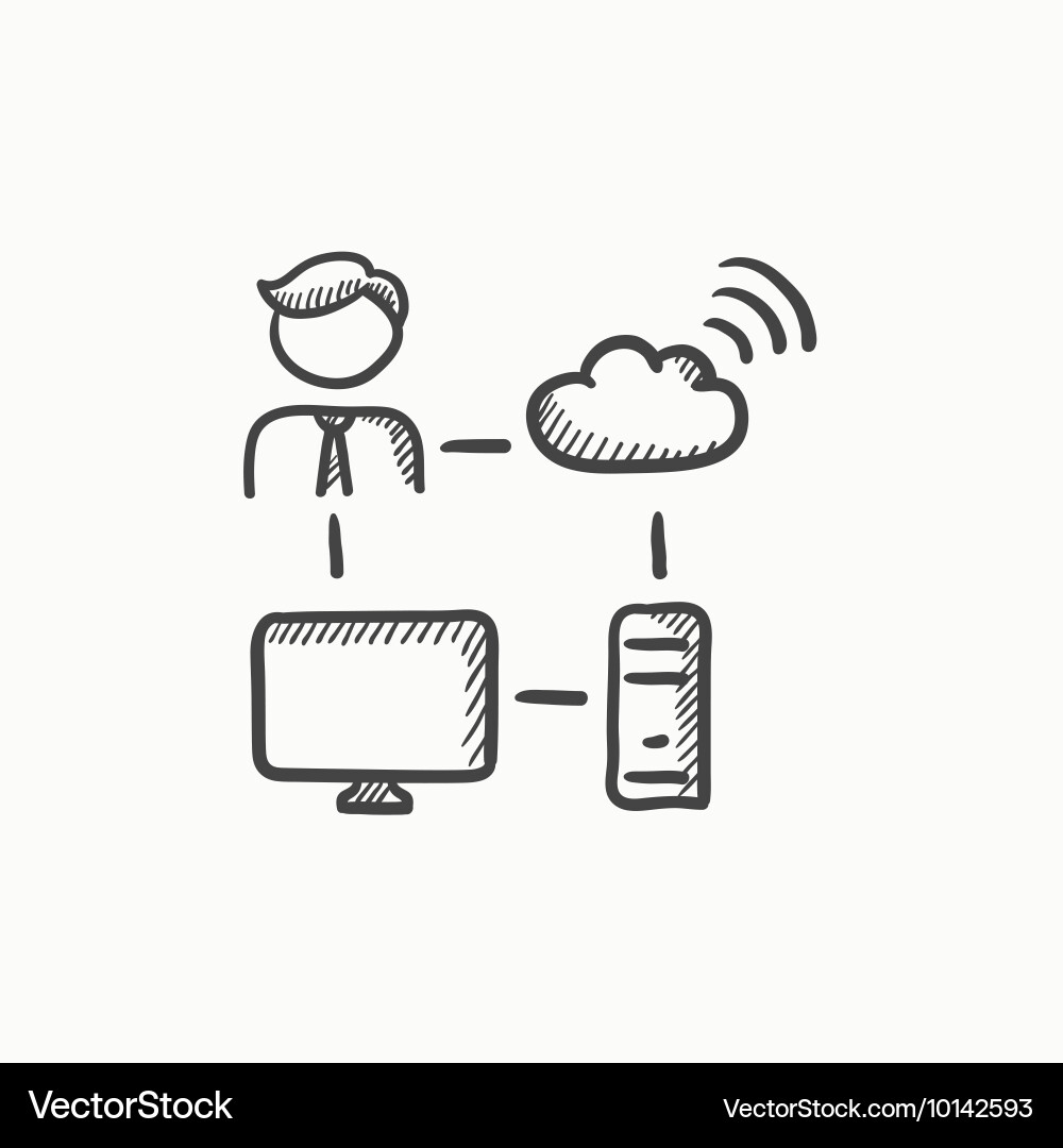 Cloud computing sketch icon vector image