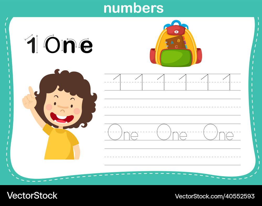 Connecting Dots: Number Practice Worksheet vector image