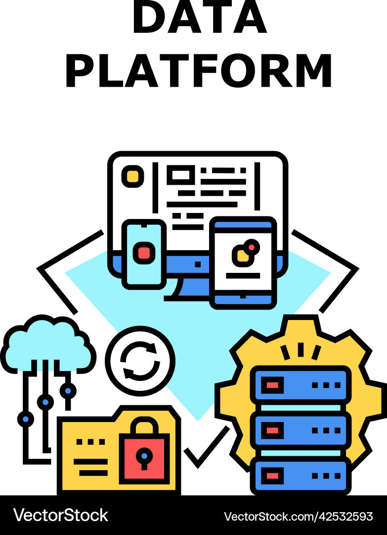 Data platform concept color Vector Image