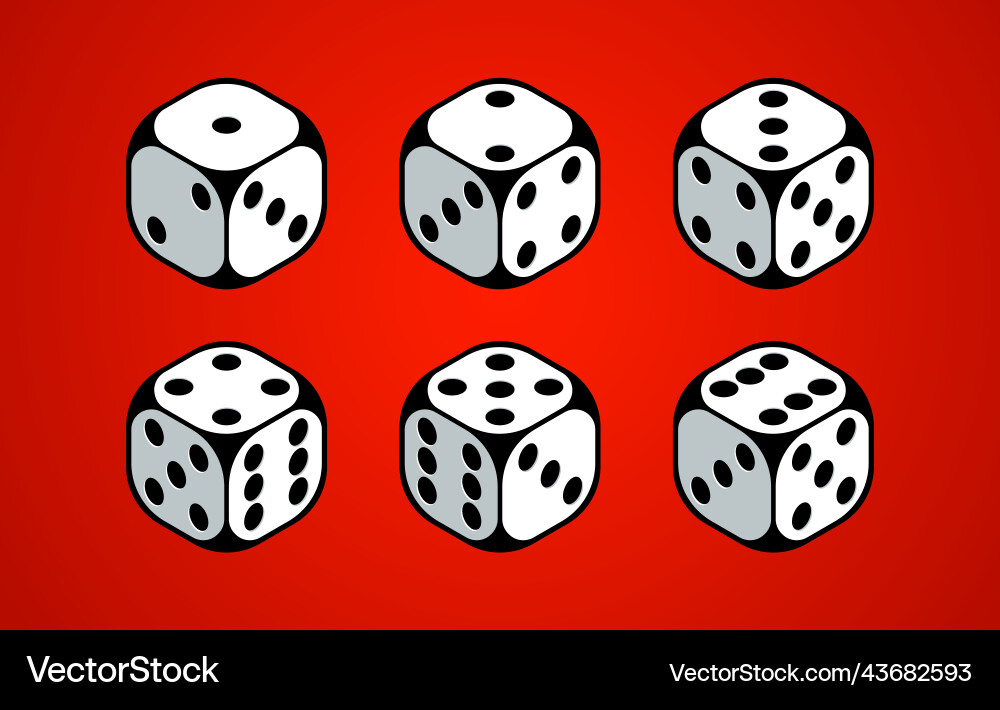 Dice 3d objects isolated gambling games design vector image