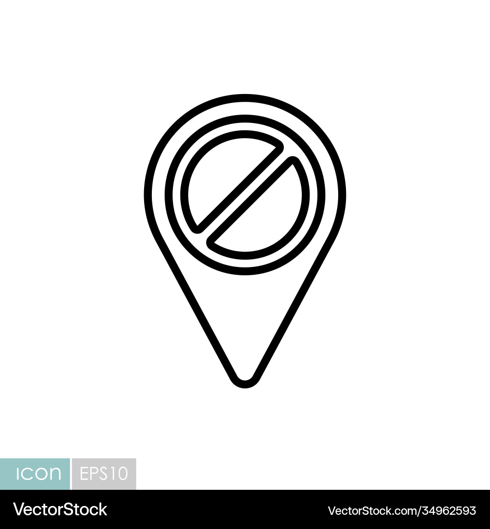 Forbidden pin map icon pointer vector image