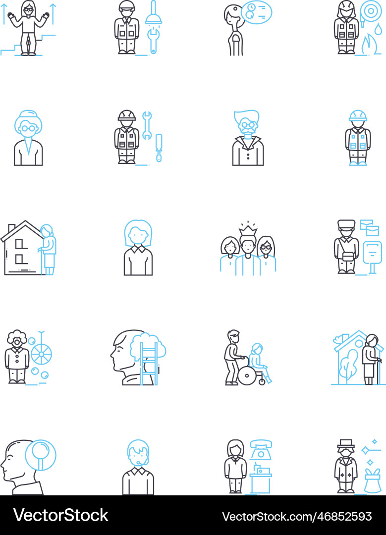 Interconnectedness lineare Icons setzen Einheit Interconnectedness lineare Icons setzen Einheit Vektorbild