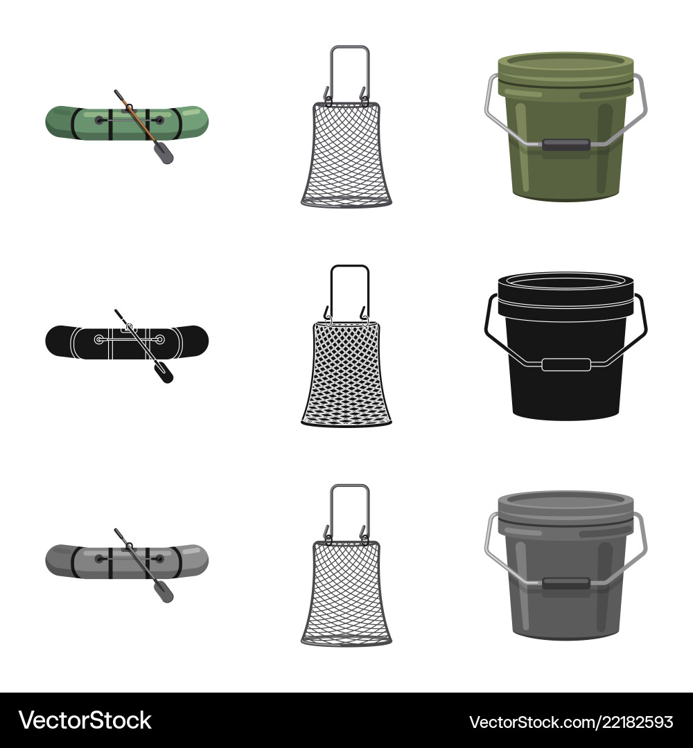 Isolated object of fish and fishing sign set Vector Image