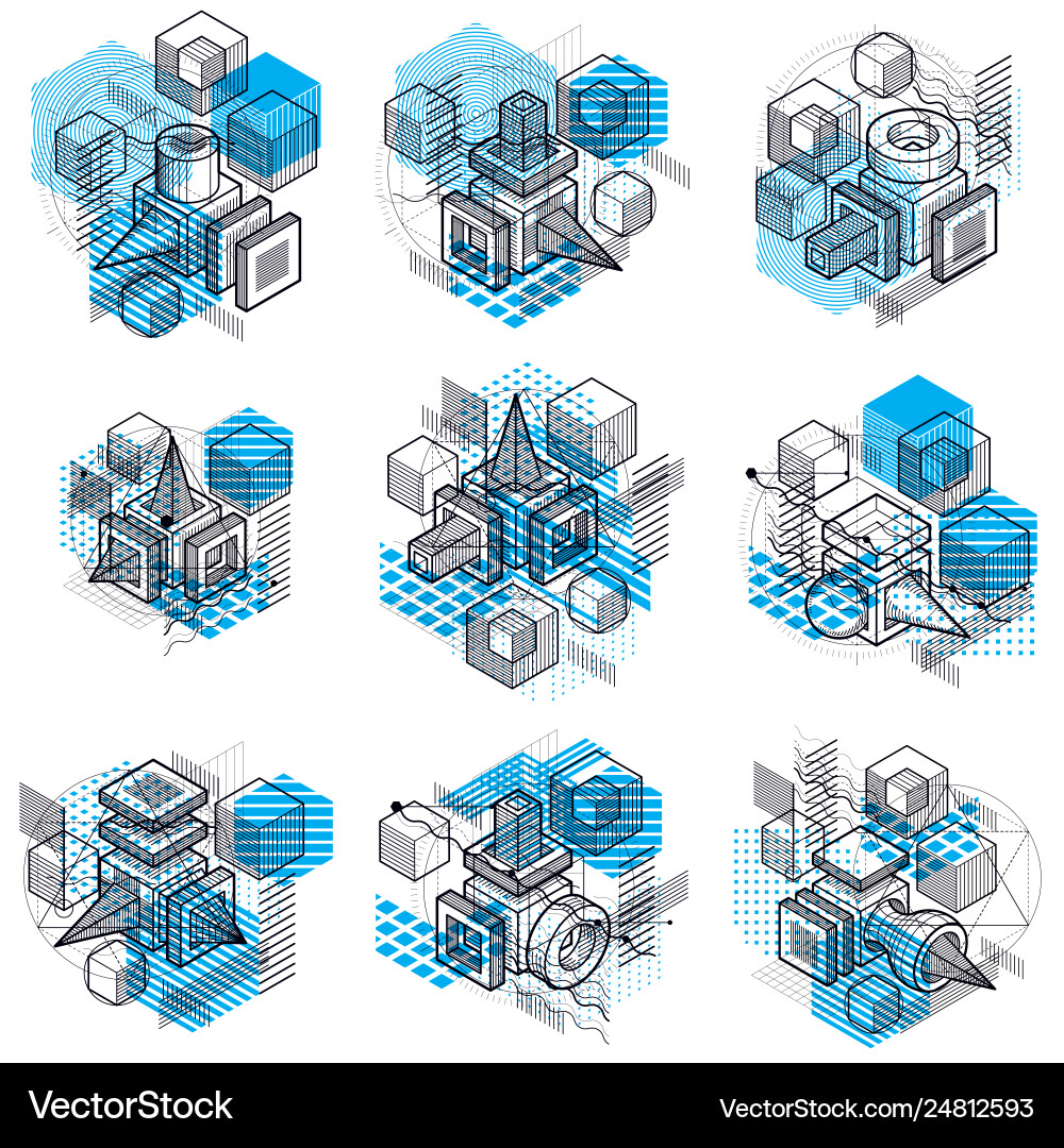 Isometric abstract backgrounds with linear Isometric abstract backgrounds with linear vector image