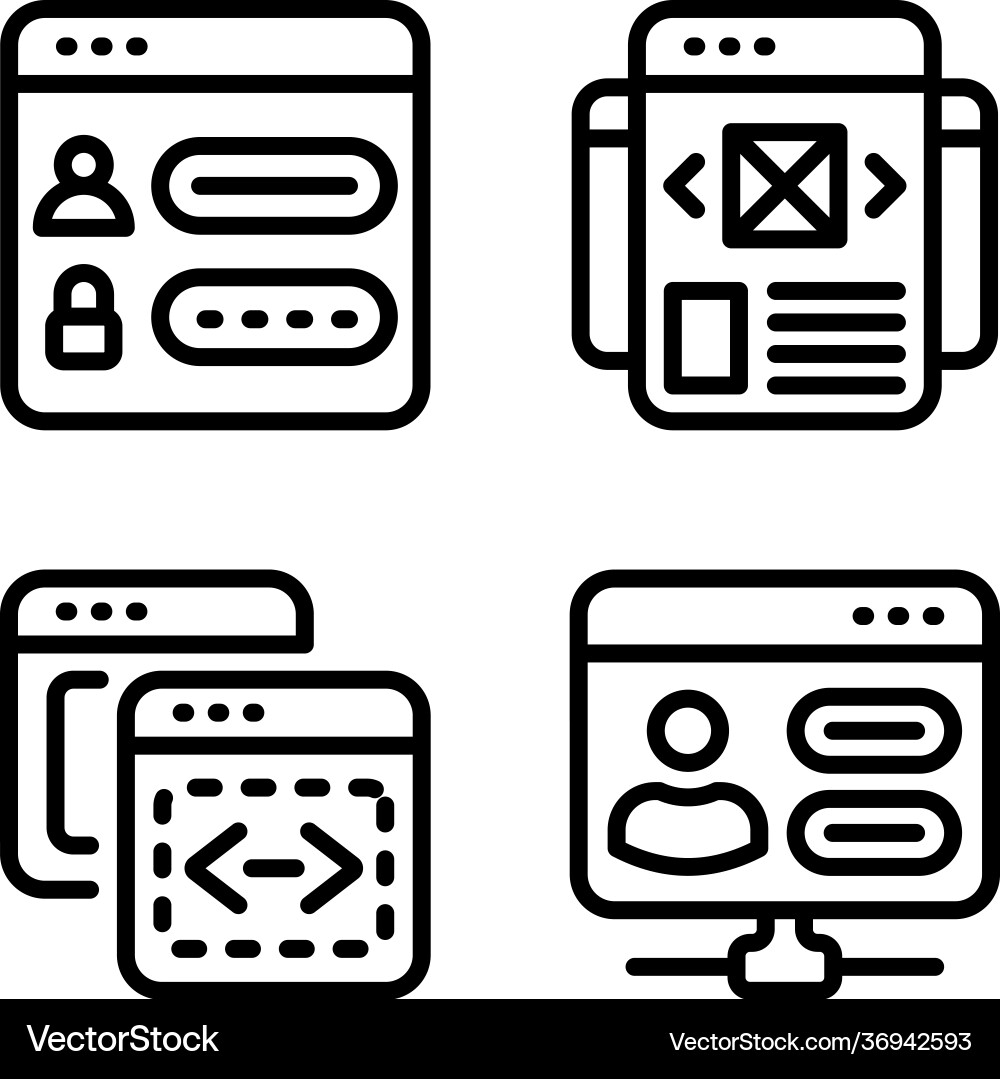 Linear icons websites and webpages Vector Image
