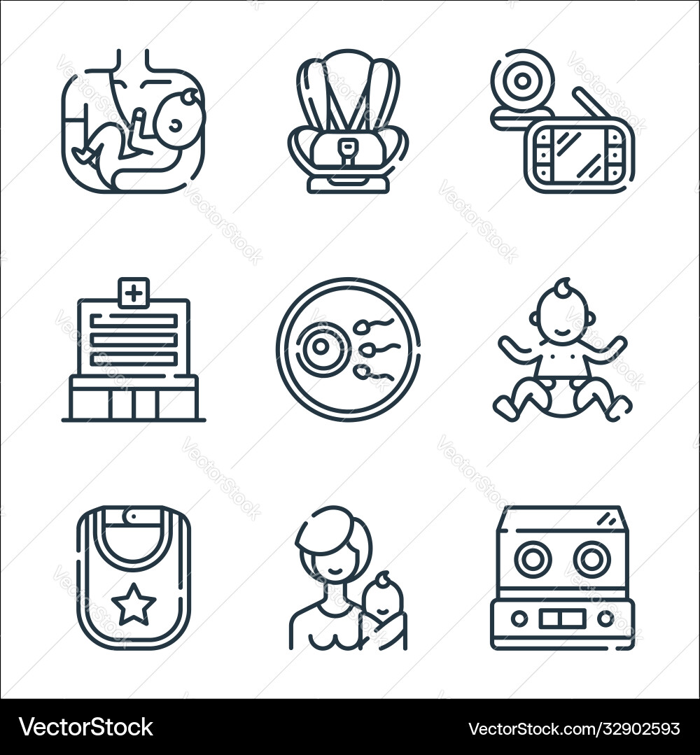 Maternity line icons linear set quality Maternity line icons linear set quality vector image
