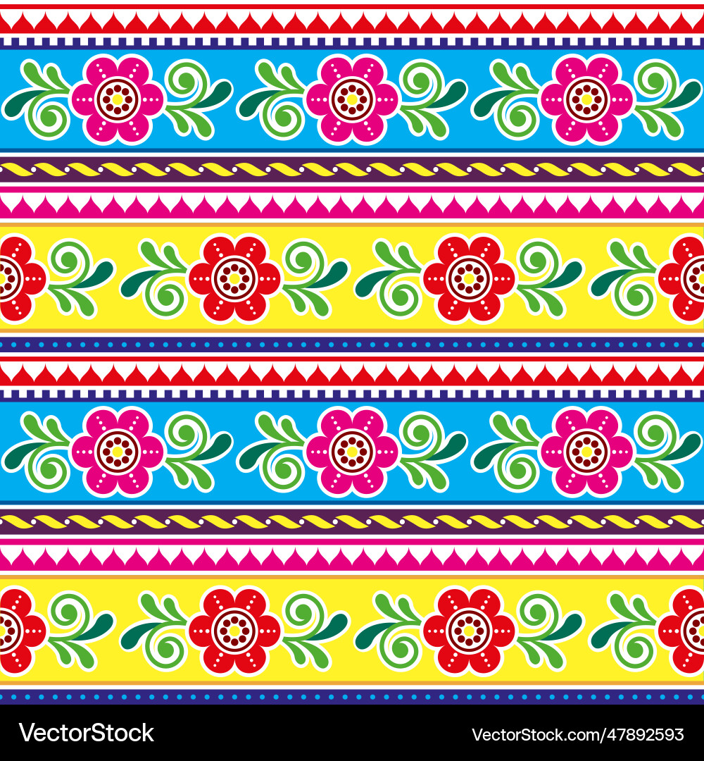 Pakistani indian truck seamless pattern vector image