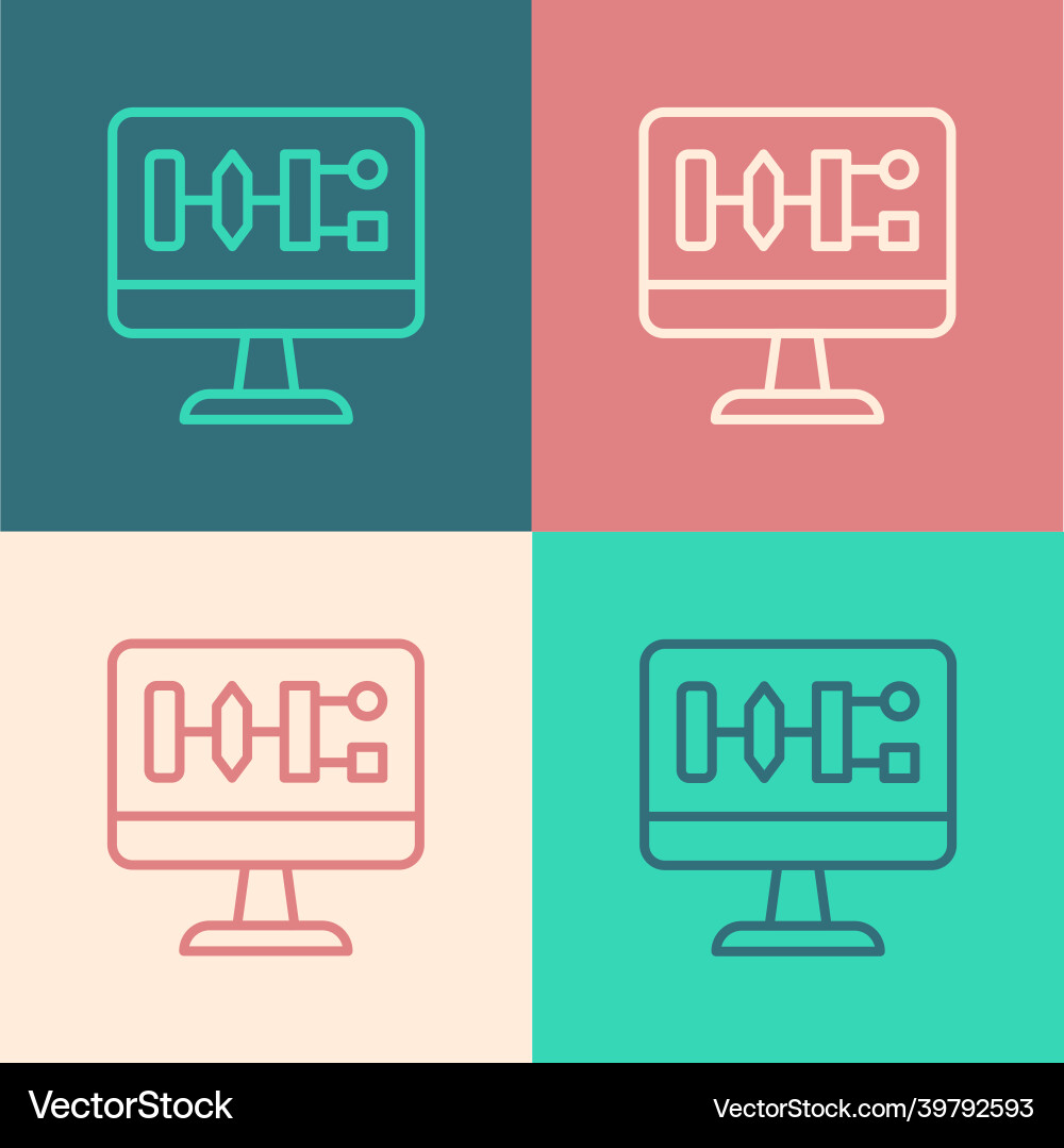 Pop art line algorithm icon isolated on color Pop art line algorithm icon isolated on color vector image