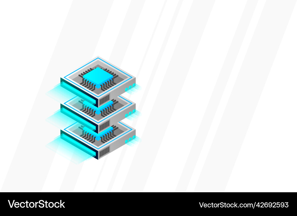 Quantum computer large data processing server Quantum computer large data processing server vector image