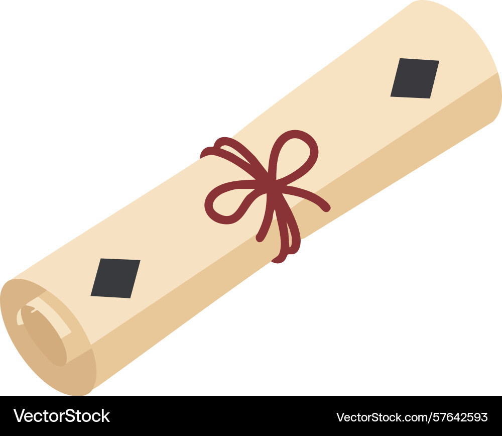 Rolled parchment scroll tied with red string Vector Image