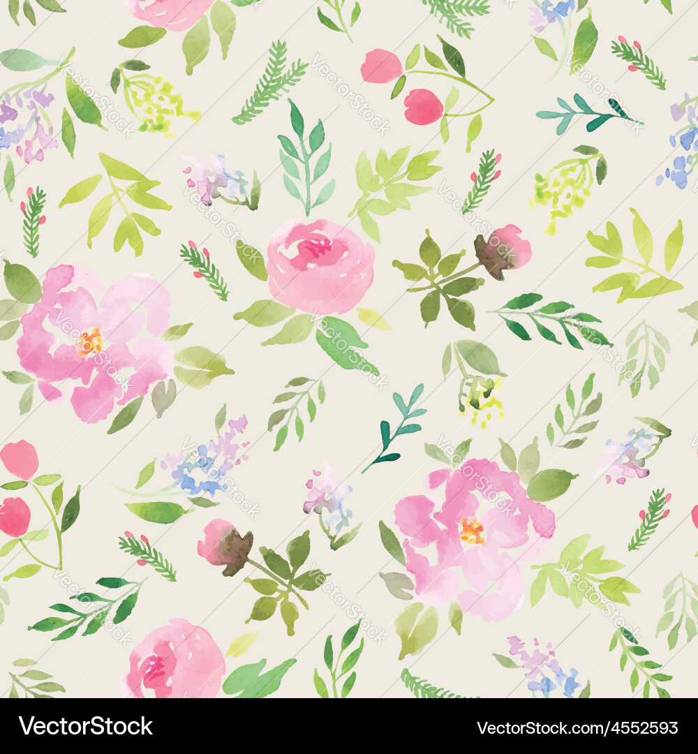 Watercolor Floral Pattern Vector Image