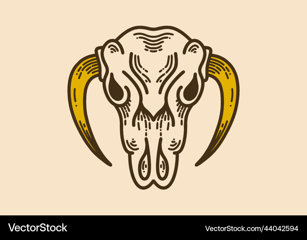 Bull skull with upside down horn vintage retro Bull skull with upside down horn vintage retro vector image