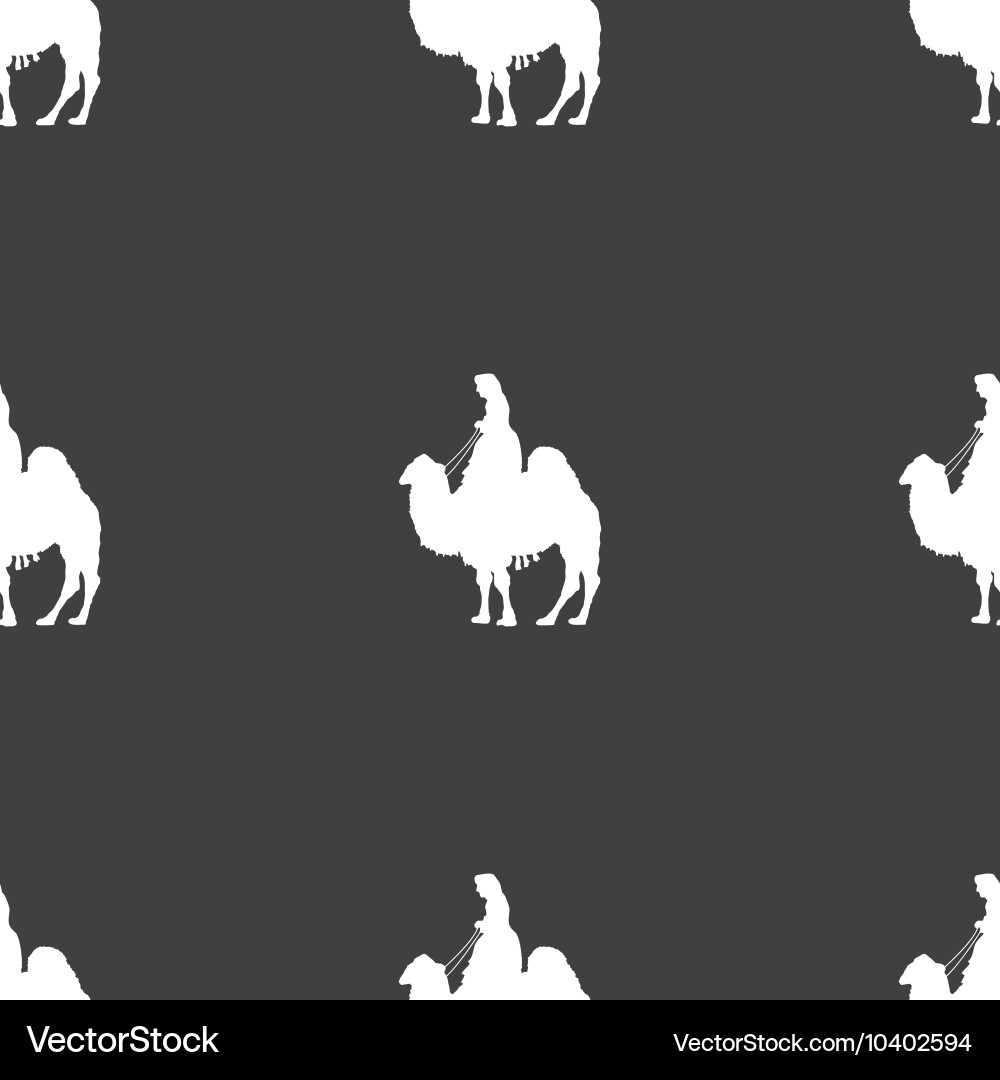 Camel sign seamless pattern on a gray background vector image