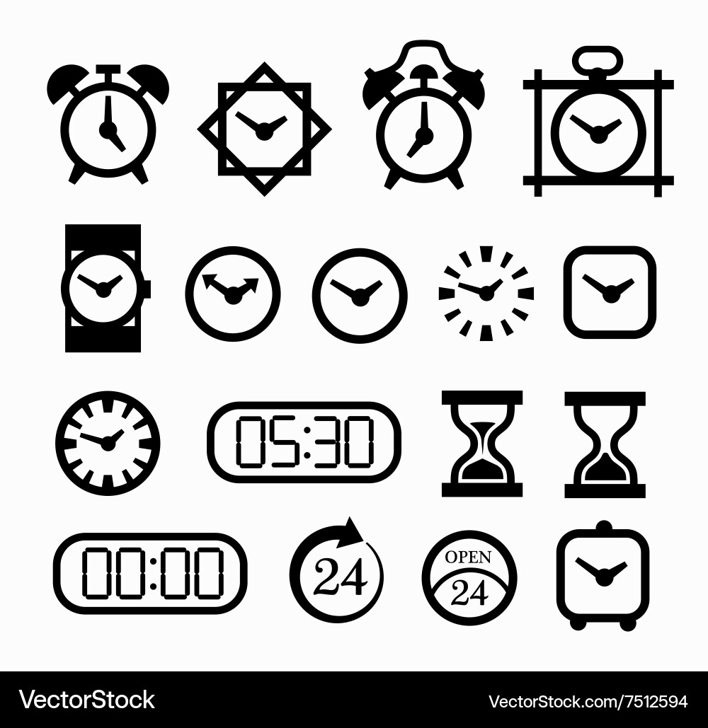 Clock Icon Set - Time Display Vector Image