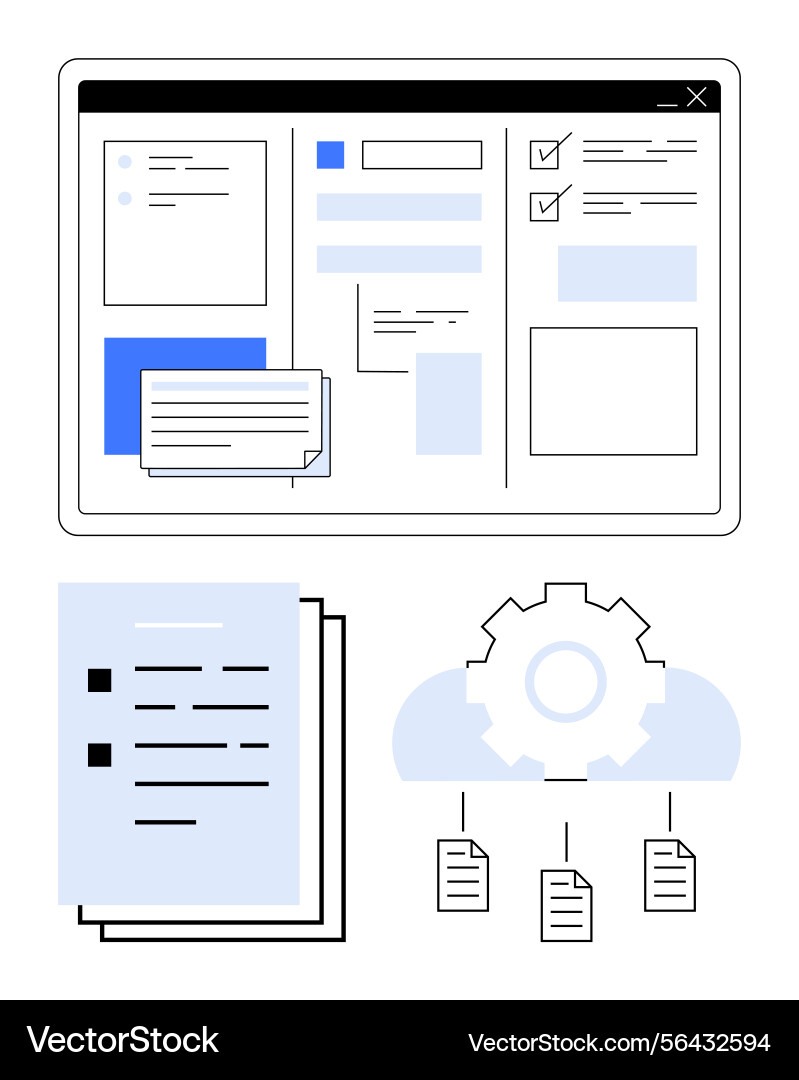 Digital document management and cloud workflow Digital document management and cloud workflow vector image