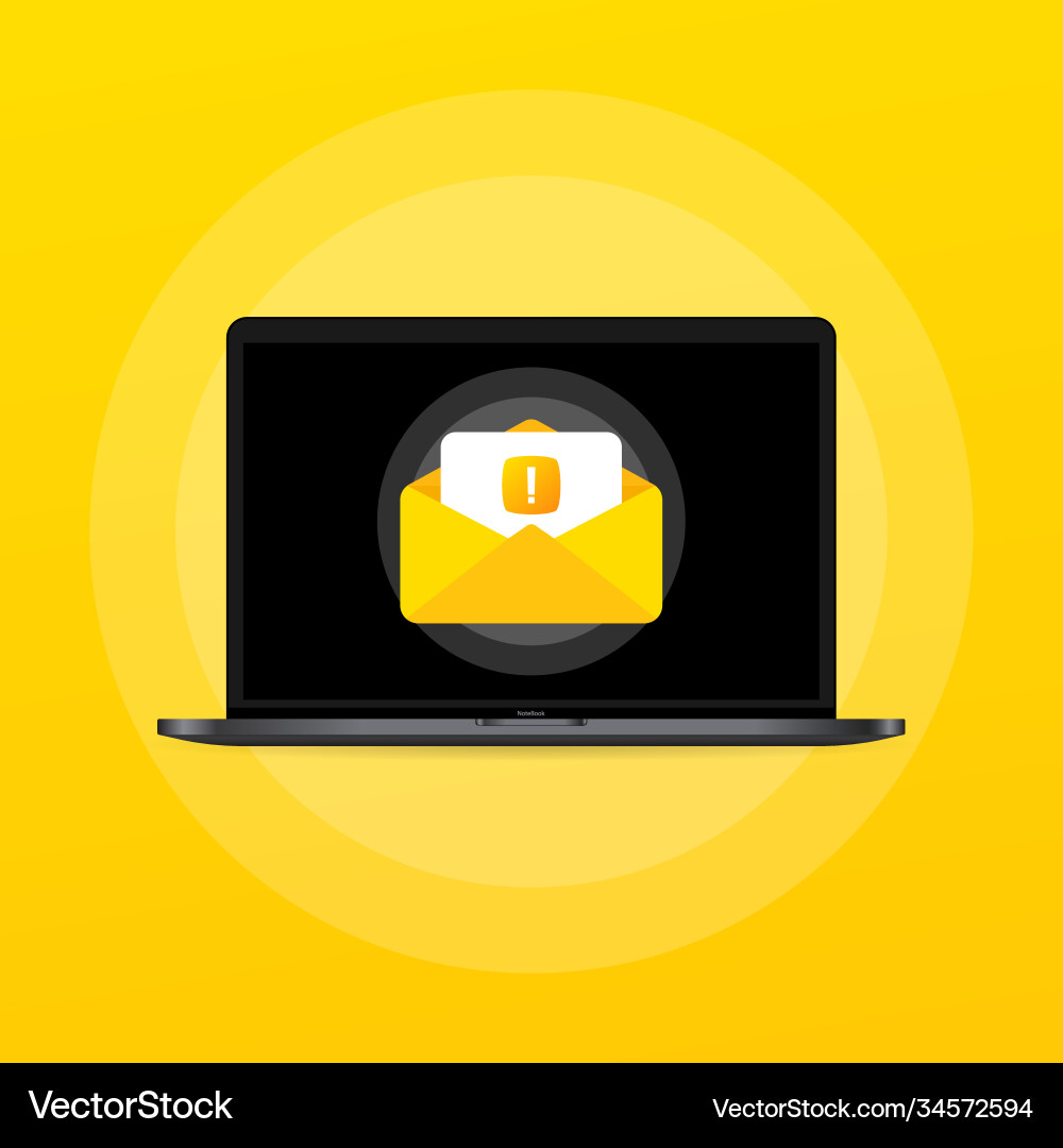 Opened envelope with exclamation mark on document vector image