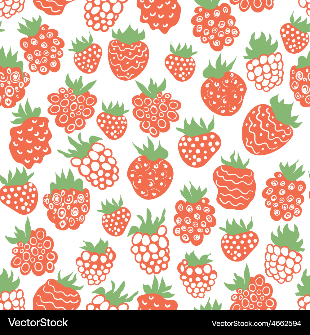 Raspberry seamless pattern vector image