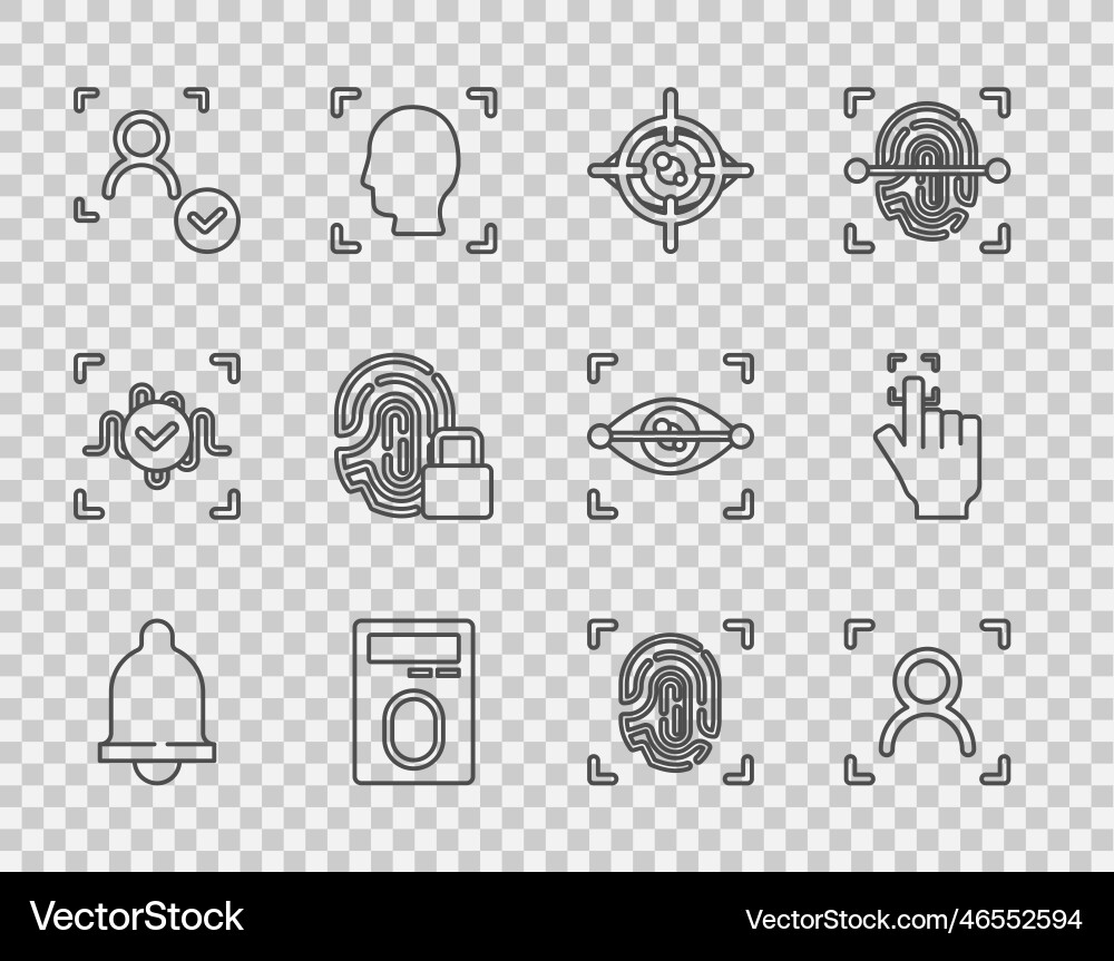 Set line motion sensor face recognition eye scan Set line motion sensor face recognition eye scan vector image