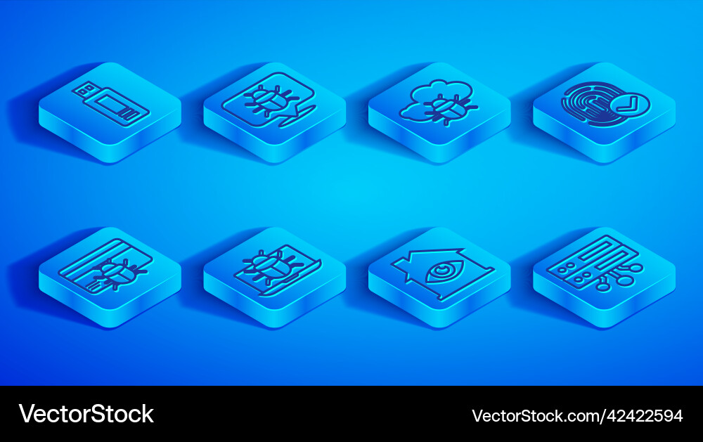 Set line usb flash drive system bug on cloud Set line usb flash drive system bug on cloud vector image