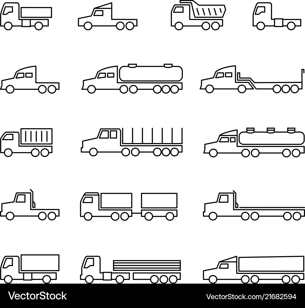 Truck Delivery Icons - Cargo & Trailers Vector Image