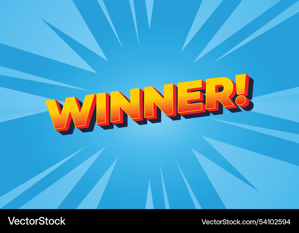 Winner text effect with modern color in 3d style Vector Image