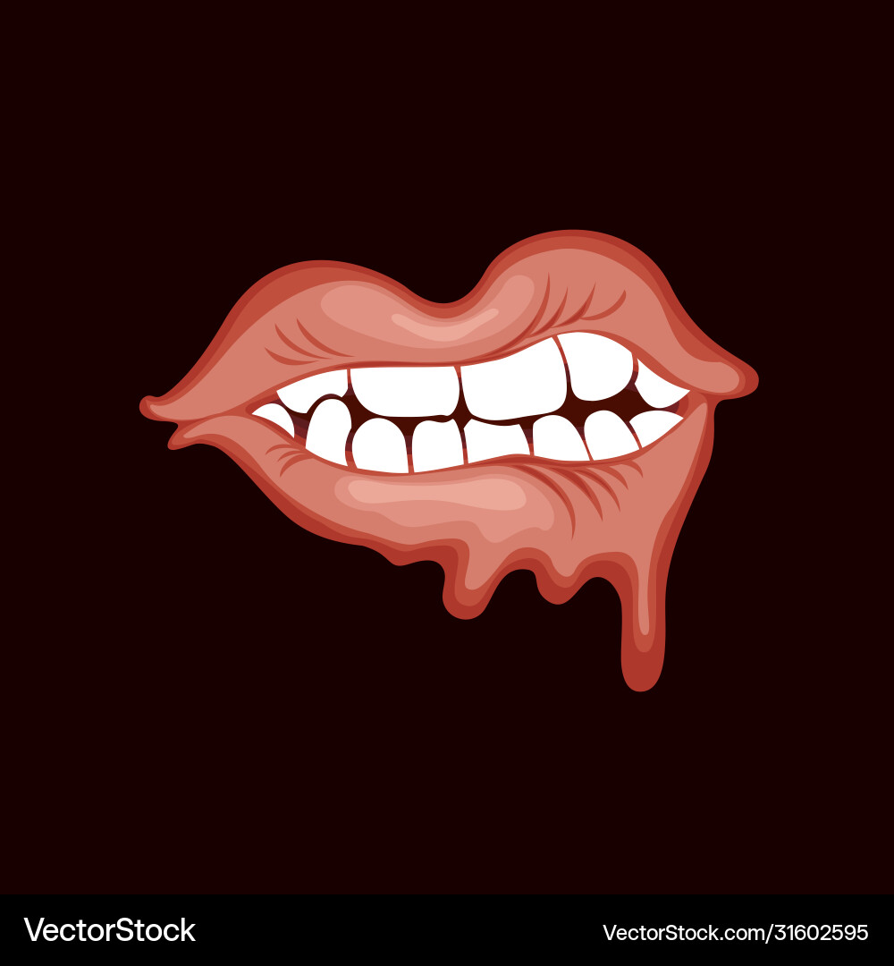 Banner with a sexy human mouth that drips Banner with a sexy human mouth that drips Vector Image