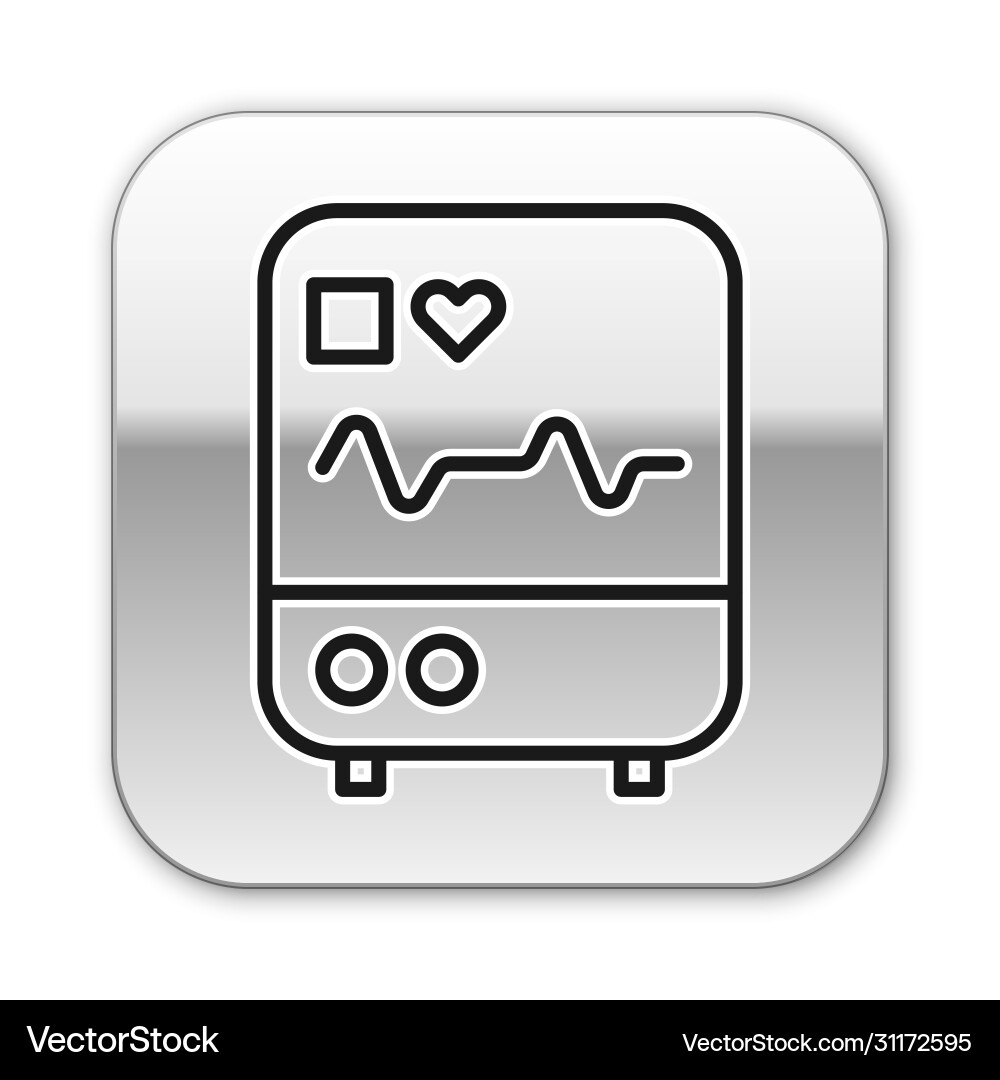 Black line computer monitor with cardiogram icon Black line computer monitor with cardiogram icon vector image