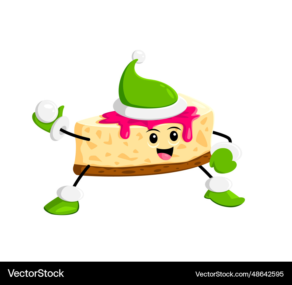 Cartoon cheesecake christmas funny character Vector Image