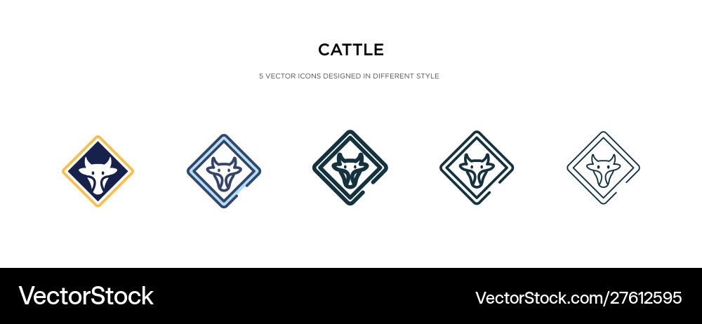 Cattle icon in different style two colored vector image