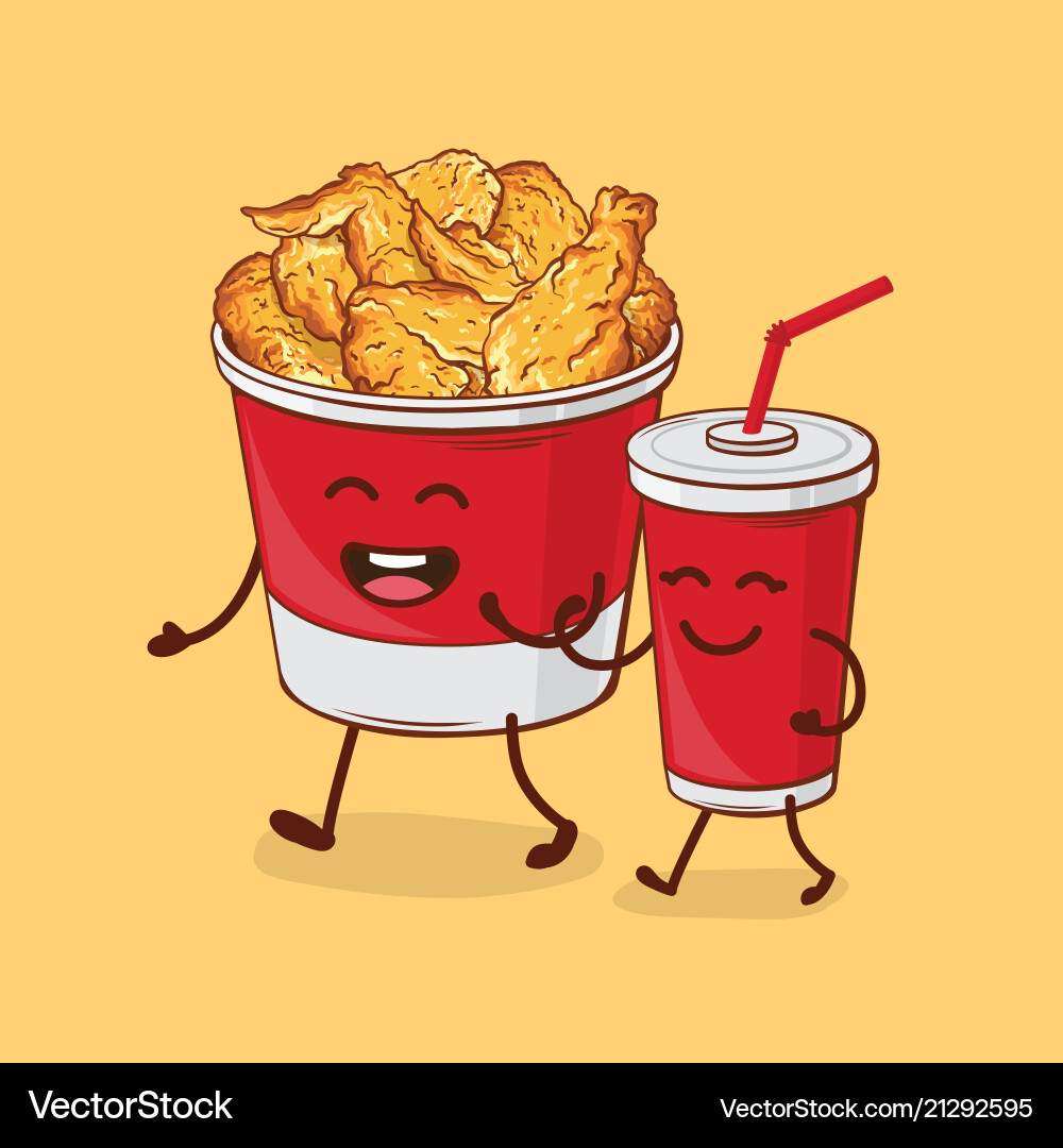Friends Sharing Chicken & Cola Vector Image