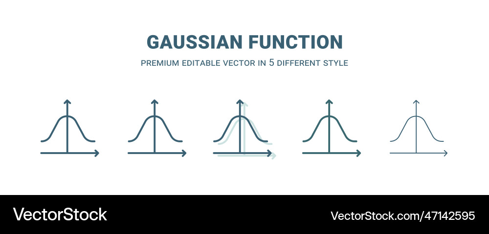Gaussian function icon in 5 different style Gaussian function icon in 5 different style vector image