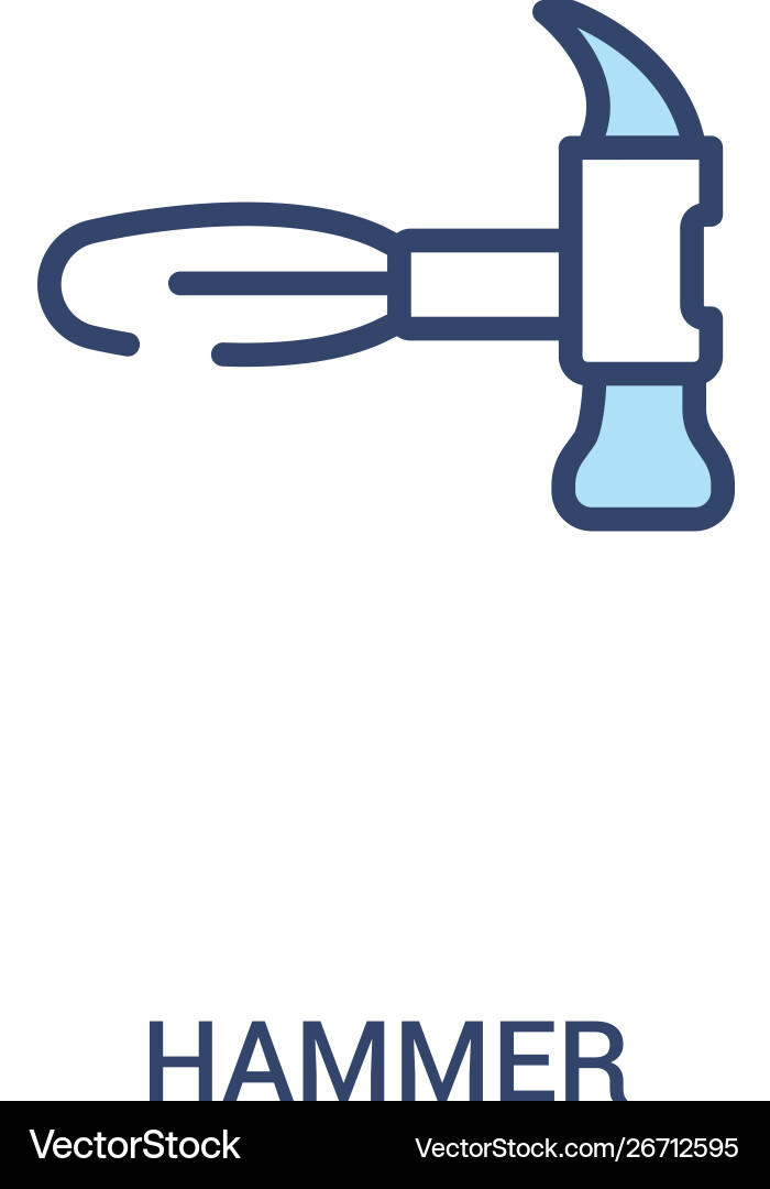 Hammer concept 2 colored icon simple line element Hammer concept 2 colored icon simple line element vector image