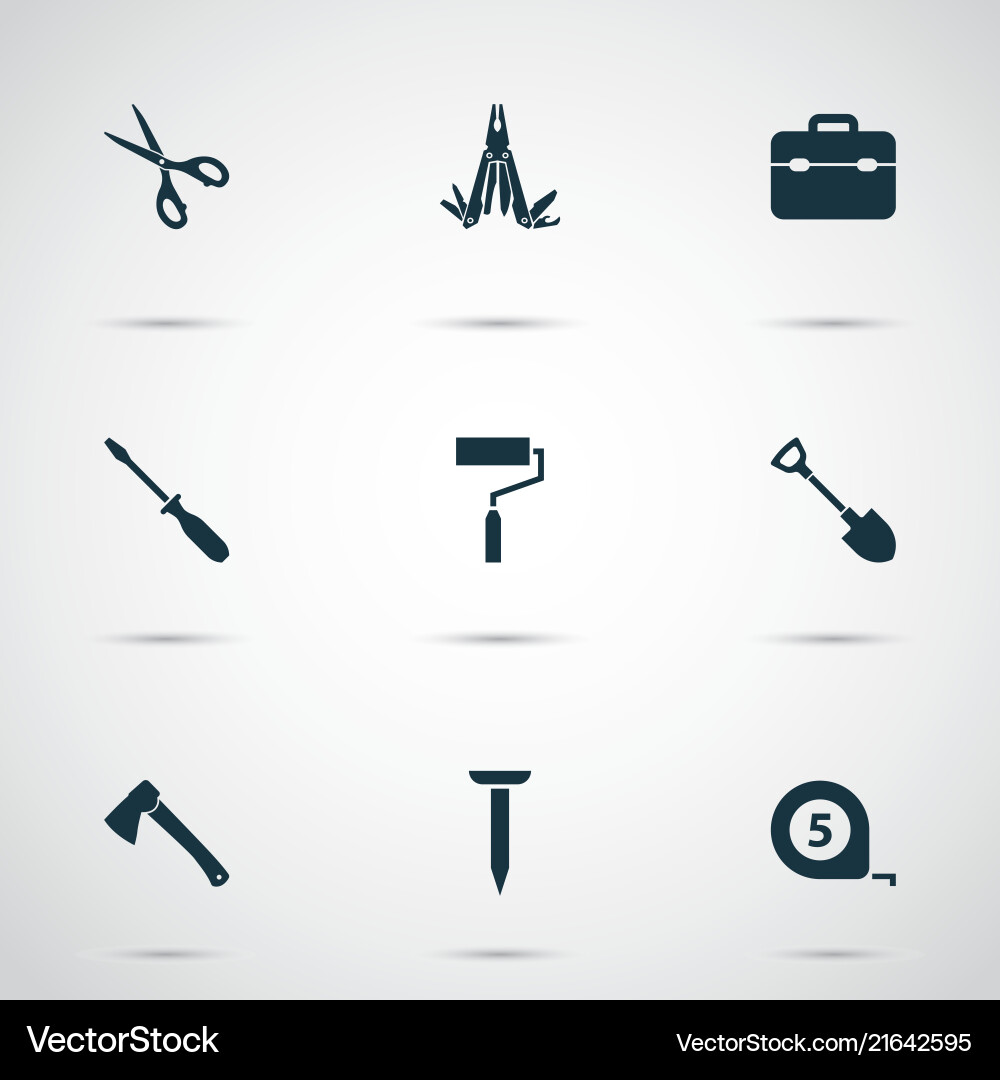 Handtools icons set with scissors shovel multi Handtools icons set with scissors shovel multi vector image