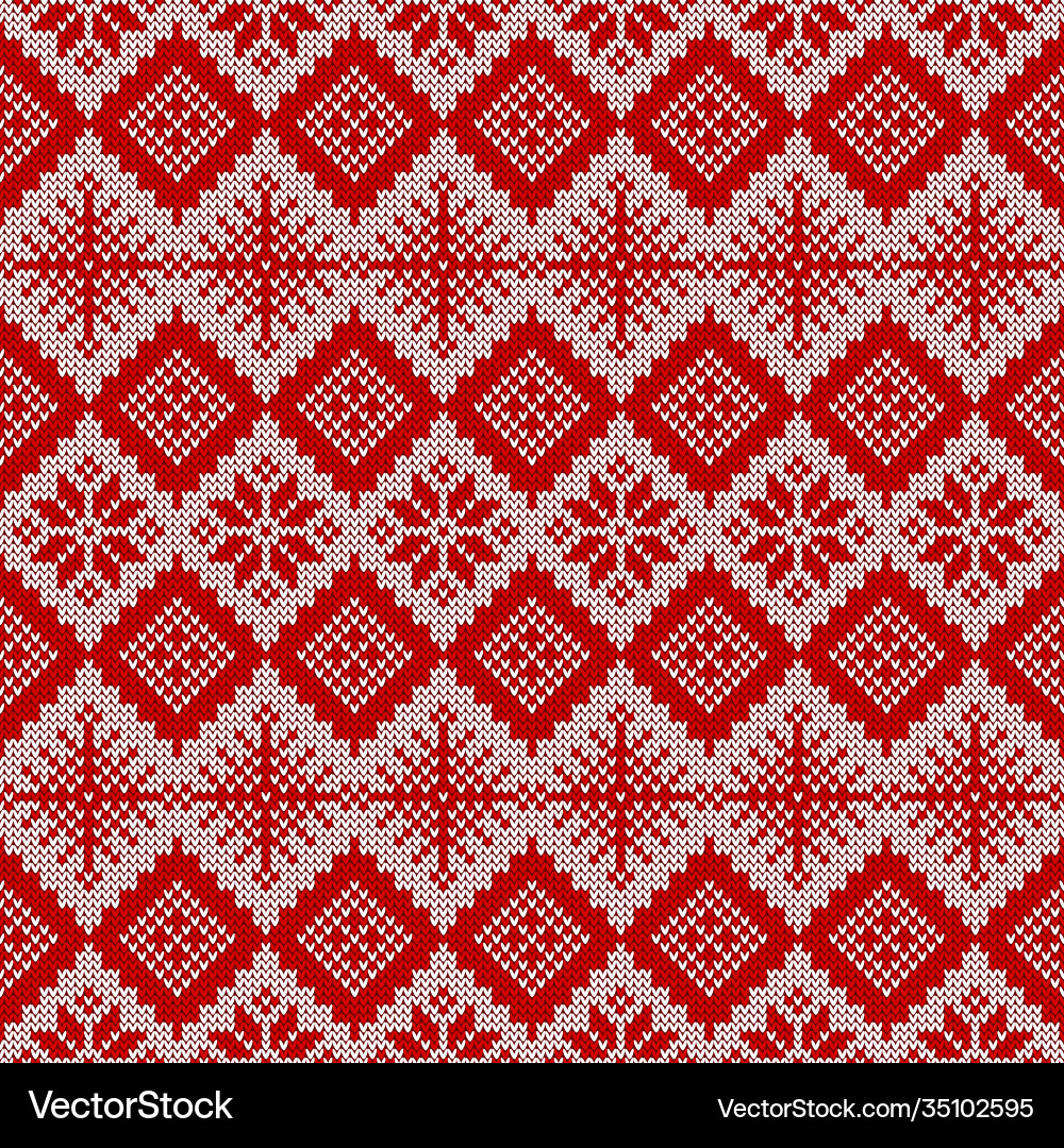 Knitted scandinavian pattern with snowflakes Knitted scandinavian pattern with snowflakes vector image
