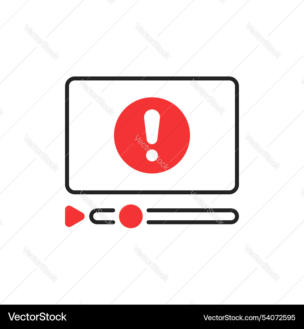 Linear video streaming with error round icon Linear video streaming with error round icon vector image