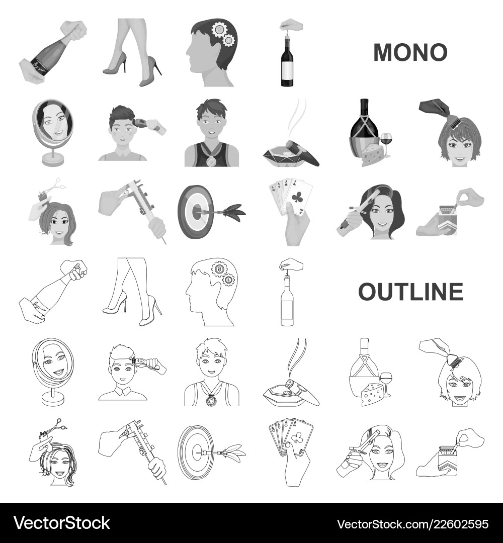 Manipulation by hands monochrom icons in set Manipulation by hands monochrom icons in set Vector Image