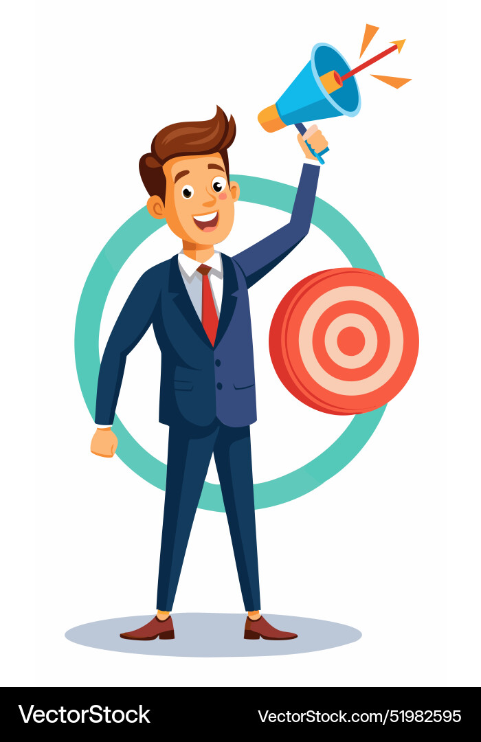Marketer using megaphone to hit target Vector Image
