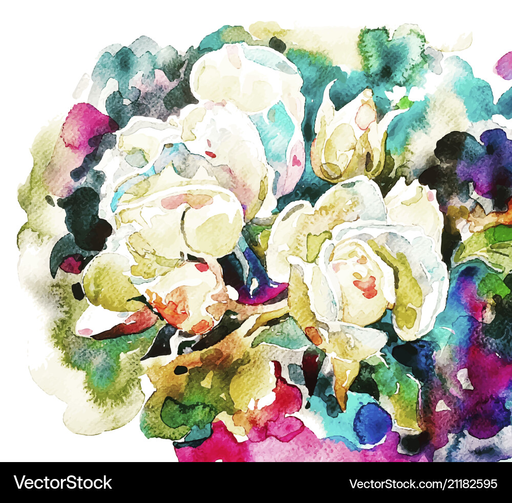 Messing Wasserfarbe Rosen Vektorbild