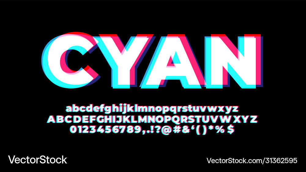 Neon Color Font Styles - Glitch Effect vector image